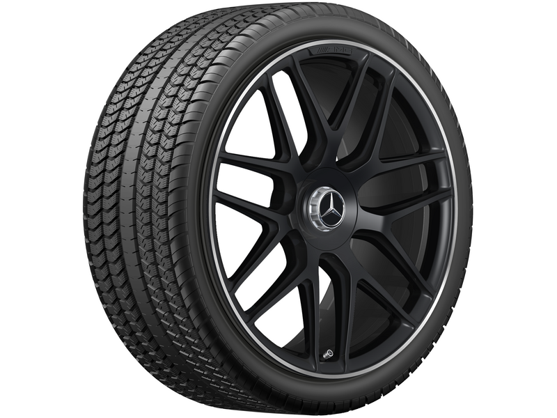 Cerchio forgiato AMG a razze incrociate, nero opaco, flangia del cerchio lucidata, Pirelli, Scorpion Winter MO1, 285/40 R22 110V XL, Winter, Q440301712460