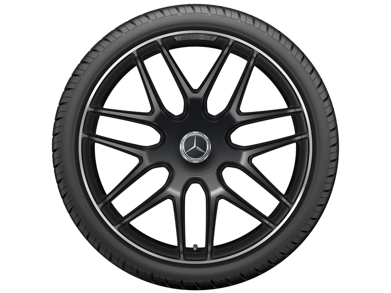 Cerchio forgiato AMG a razze incrociate, nero opaco, flangia del cerchio lucidata, Pirelli, Scorpion Winter MO1, 285/40 R22 110V XL, Winter, Q440301712460