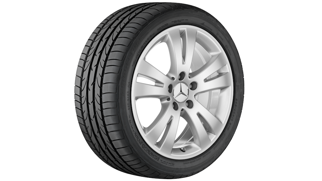 Cerchio a 5 doppie razze, 43,2 cm (17 pollici), Classe C, 225/45 R17/, argento titanio, A20440104029765