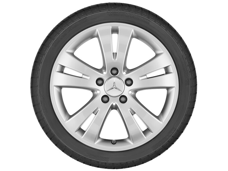 Cerchio a 5 doppie razze, 43,2 cm (17 pollici), Classe C, 225/45 R17/, argento titanio, A20440104029765