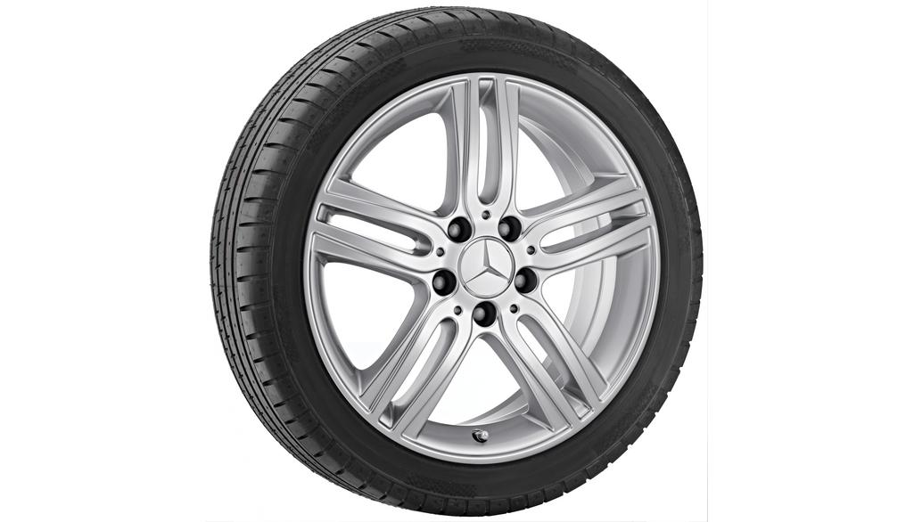 Cerchio a 5 doppie razze, 43,2 cm (17 pollici), Classe B, 215/45 R17/, argento, B66474513