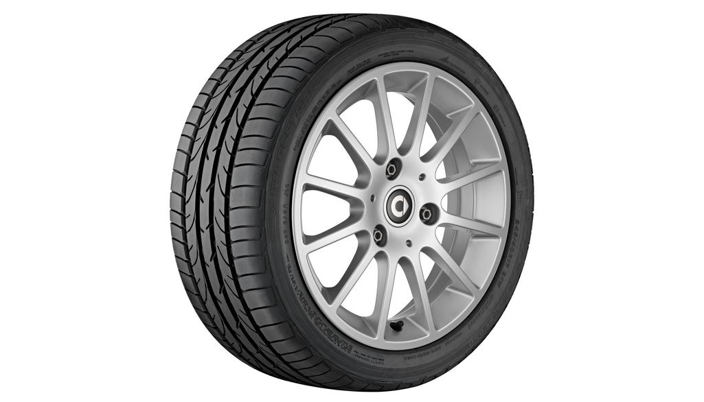 Cerchi in lega a 12 razze, Design 1, 38,1 cm (15 pollici), smart, 175/55 R15/, argento titanio, A4514011400CA4L