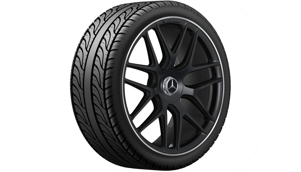 Cerchio forgiato AMG a razze incrociate, nero opaco, flangia del cerchio lucidata, Pirelli, Scorpion Winter MO1, 285/40 R22 110V XL, Winter, Q440301712460